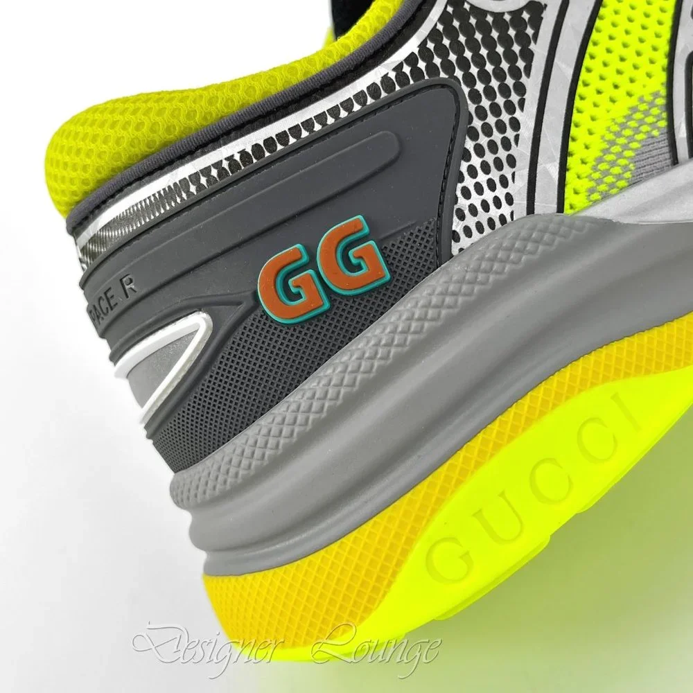 NEW GUCCI Ultrapace R GG Logo Men's Sneakers Yellow Grey 8 G / US 8.5 Authentic